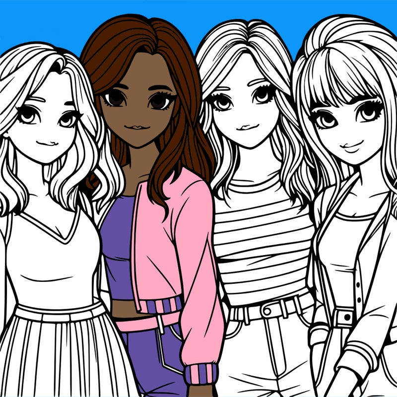 a group of girls realistic