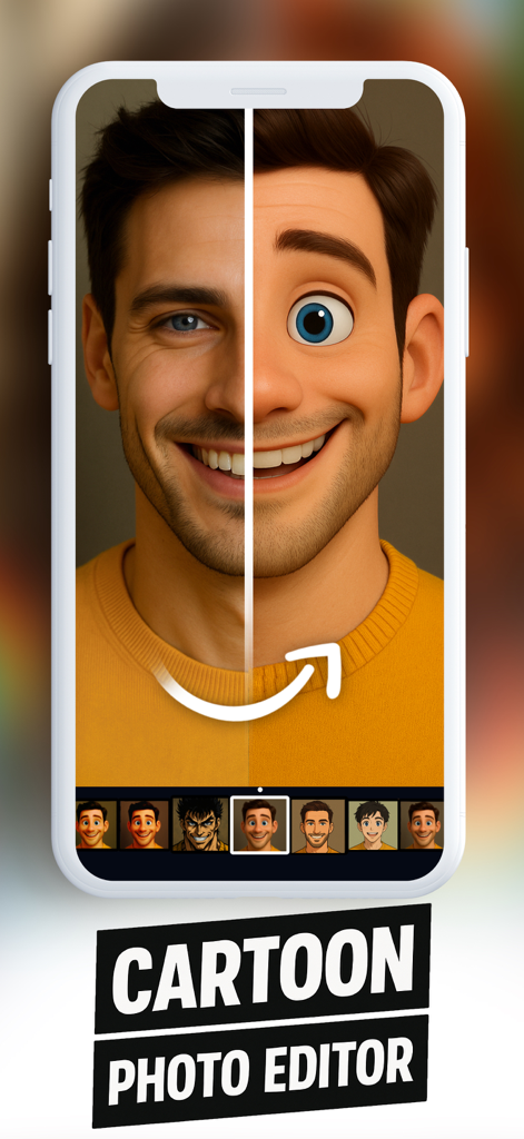 AI Cartoon Video Converter - A side by side comparison of a real photo of a man and its AI generated 3D cartoon version