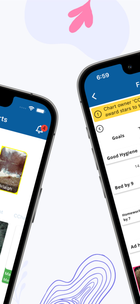 Starbright Charts - Interfaz de la aplicación Starbright Charts mostrando metas diarias y seguimiento de comportamiento para niños