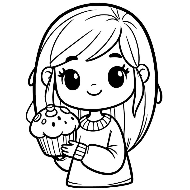 a girl holding a muffin