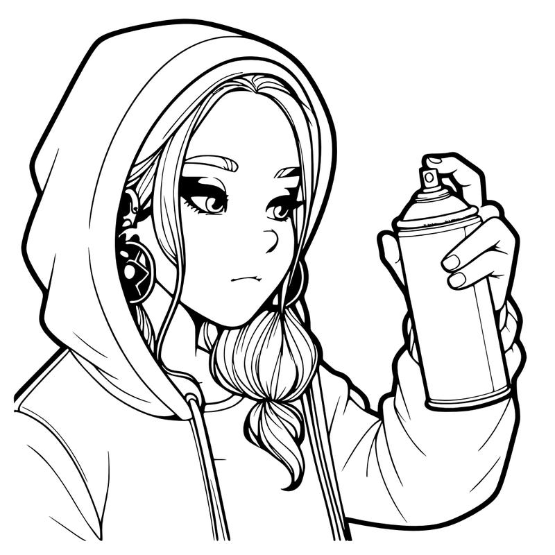 a realistic girl, spray painting