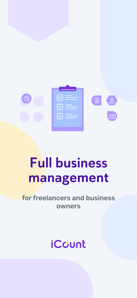 iCount - Business Management - Full business management app screen for freelancers and business owners by iCount