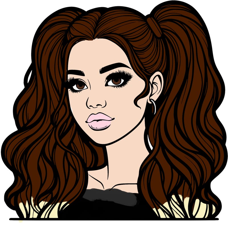 realistic woman with high pigtails