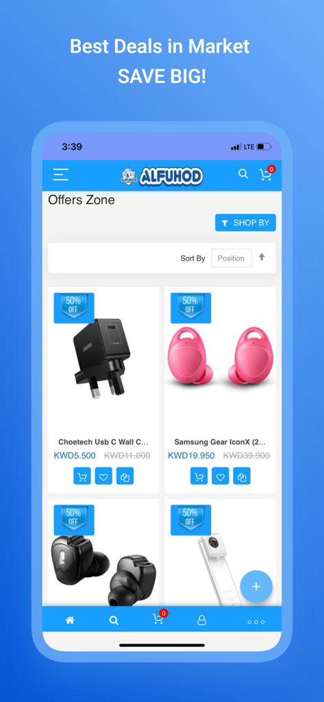 Alfuhod - Alfuhod app interface showing the Offers Zone with various discounted gaming and tech accessories