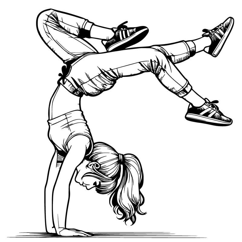 realistic girl doing a handstand