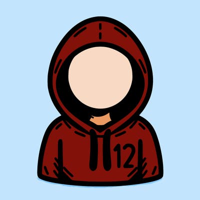 a person with non face waering a hoodie with a small 132 symbol