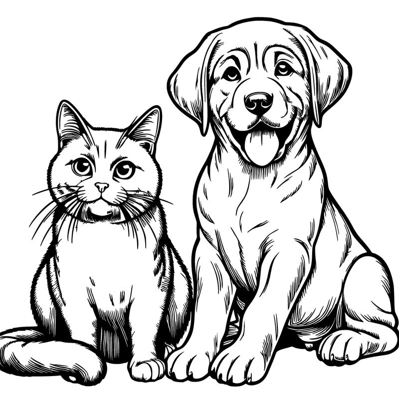 realistic dog and cat