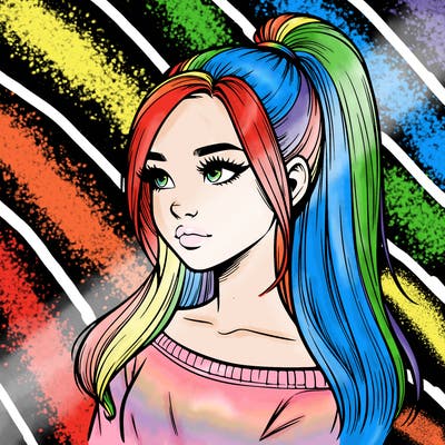 realistic girl with a high ponytail