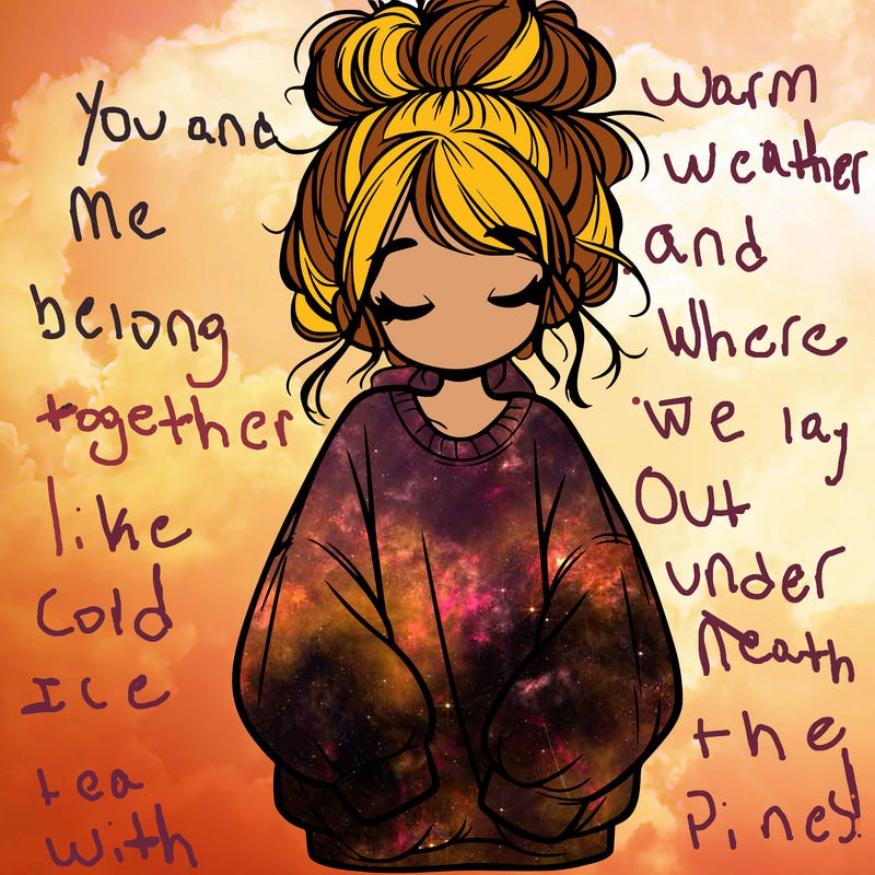 girl with baggy sweatshirt and messy bun