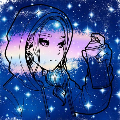 a realistic girl, spray painting