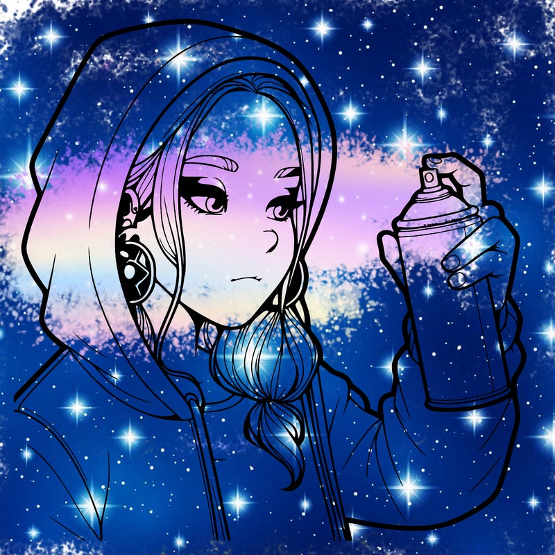 a realistic girl, spray painting