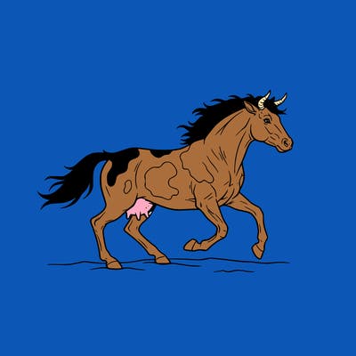 cow and horse mix together