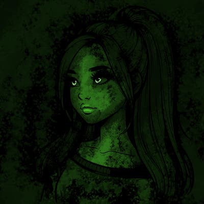 realistic girl with a high ponytail