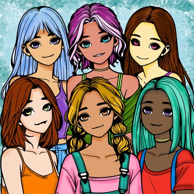 a group of girls realistic