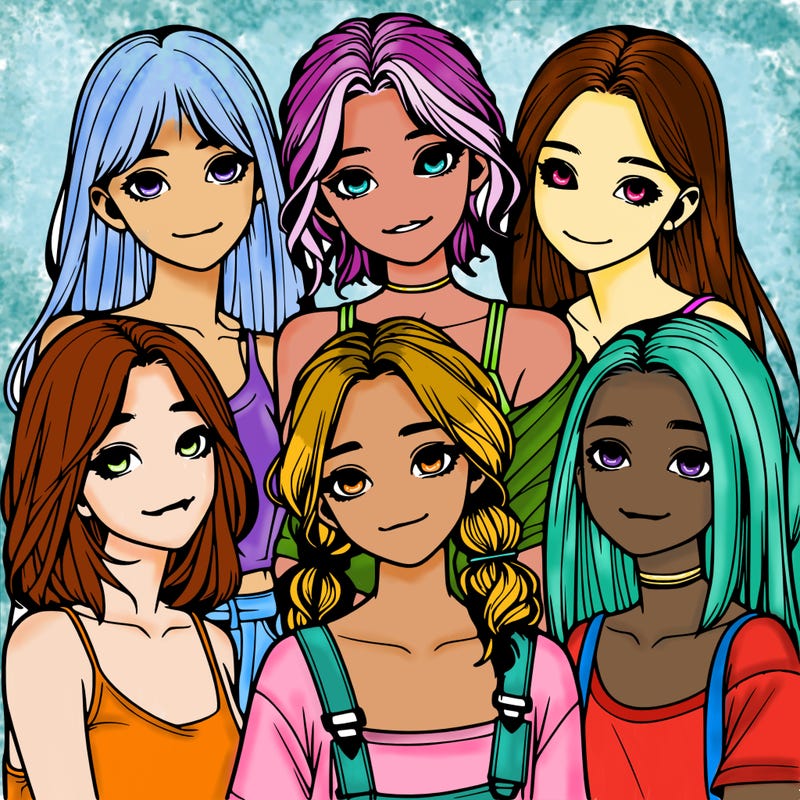 a group of girls realistic