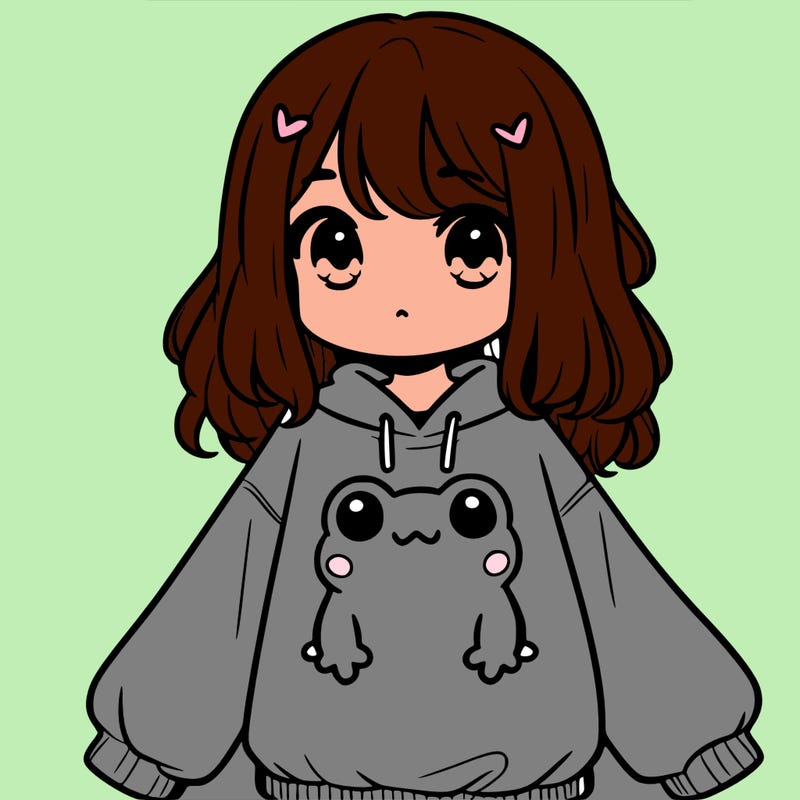 girl wearing frogging sweatshirt