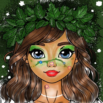 realistic girl with fall leaf crown