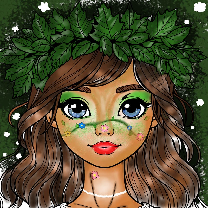 realistic girl with fall leaf crown