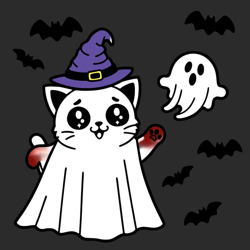 a ghost cat in halloween