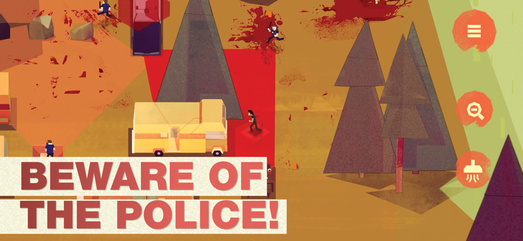 Serial Cleaner - Juego Serial Cleaner mostrando a Bob evitando a la policía en una escena del crimen con un ambiente retro de los años 70.