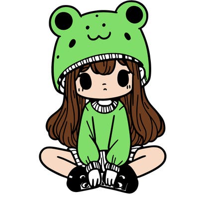 a girl wearing a frog hat and some frog socks
