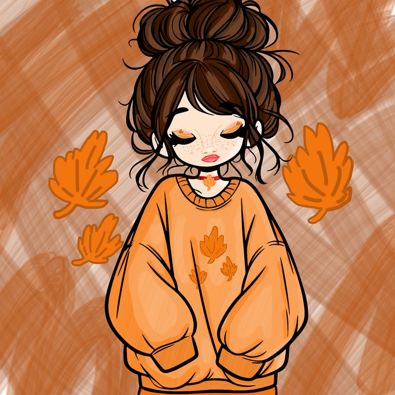 girl with baggy sweatshirt and messy bun
