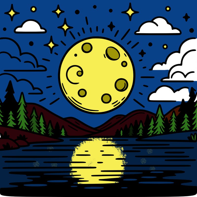 moonlight shining on a lake