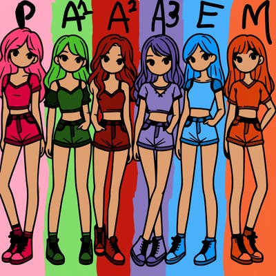 a group of girls wearing crop tops and shorts