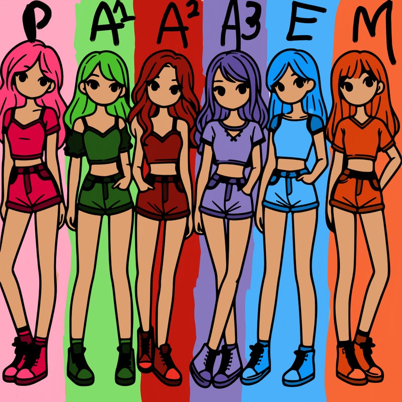 a group of girls wearing crop tops and shorts