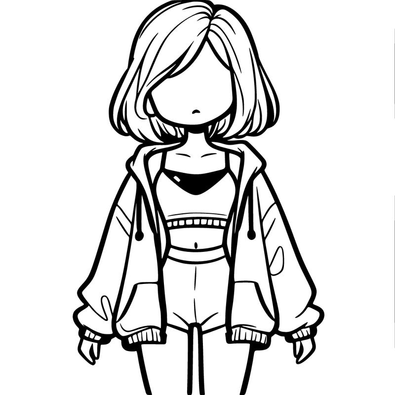 girl with a baggy sweatshirt that’s unzipped with a cropped tank top with leggings