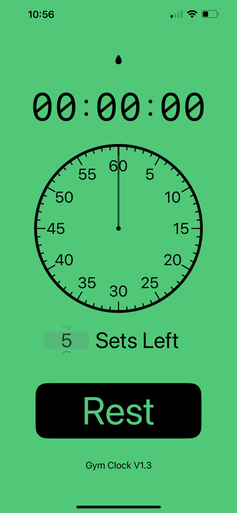 GymClock. - GymClock minimalist app interface with workout timer and rest button