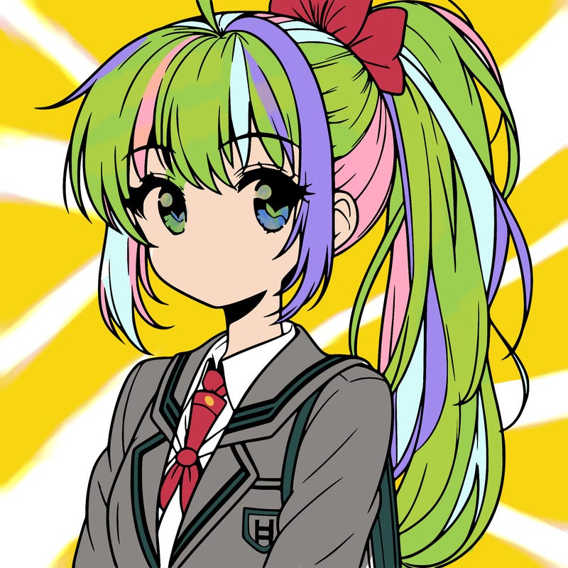 anime girl with high ponytail in a school uniform