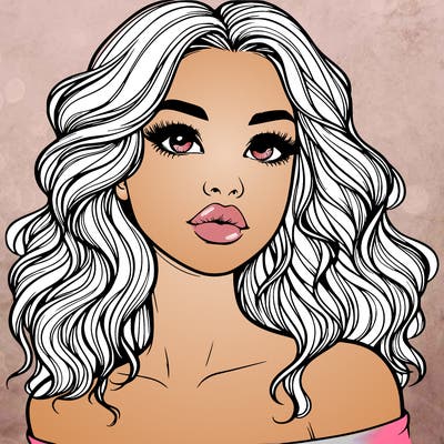 realistic girl with wavy hair and lips