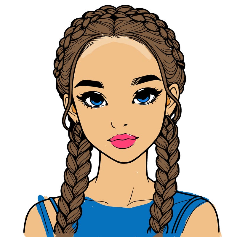 realistic girl with braids