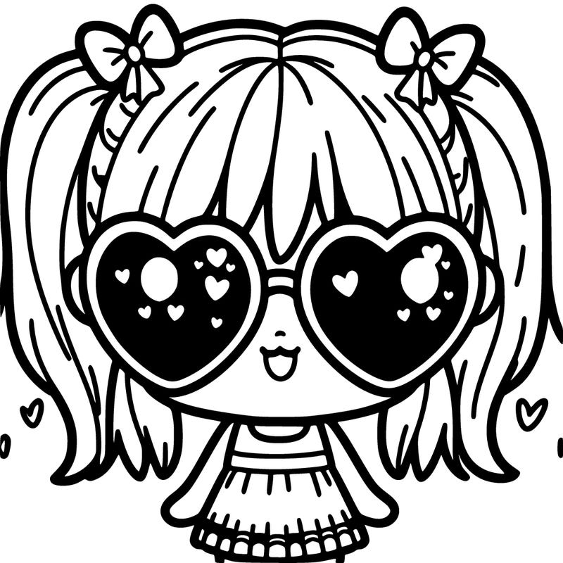 cute girl with heart sunglasses