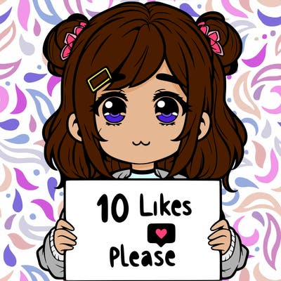 a girl with a sign saying 10 likes please