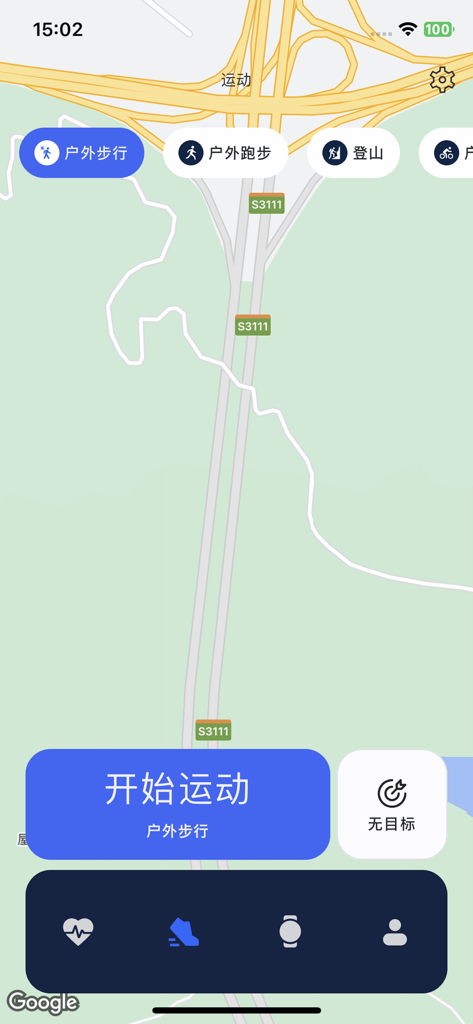 WeWear - WeWear app interface showing a GPS map for tracking outdoor fitness activities like walking and running