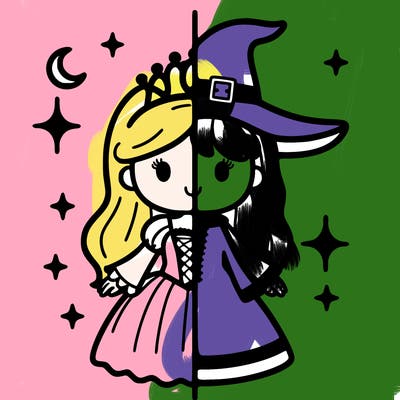split princess and witch