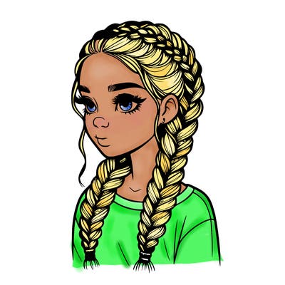 realistic girl with braids