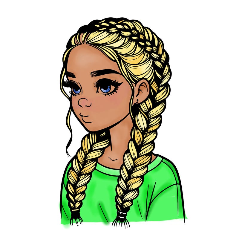 realistic girl with braids