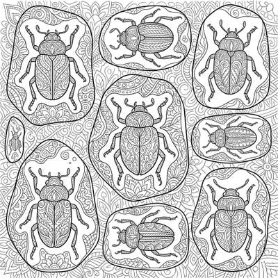 Dive into a world of ancient wonders with this captivating Zentangle Amber Beetles coloring page. Each intricate beetle, preserved in amber, offers a unique opportunity for detailed and mindful coloring.
