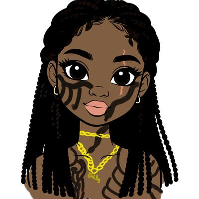 a realistic black girl with braids