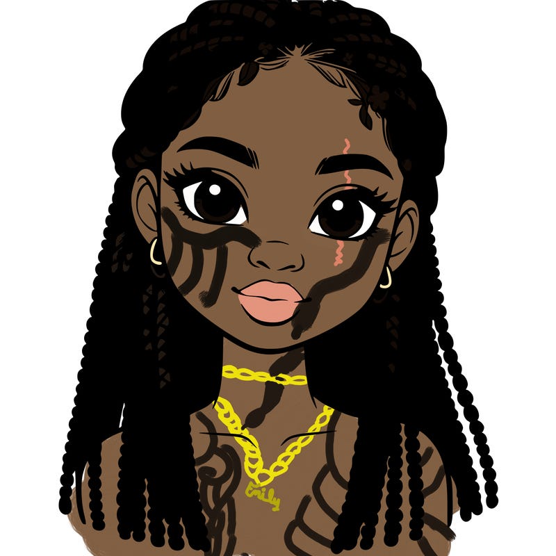a realistic black girl with braids