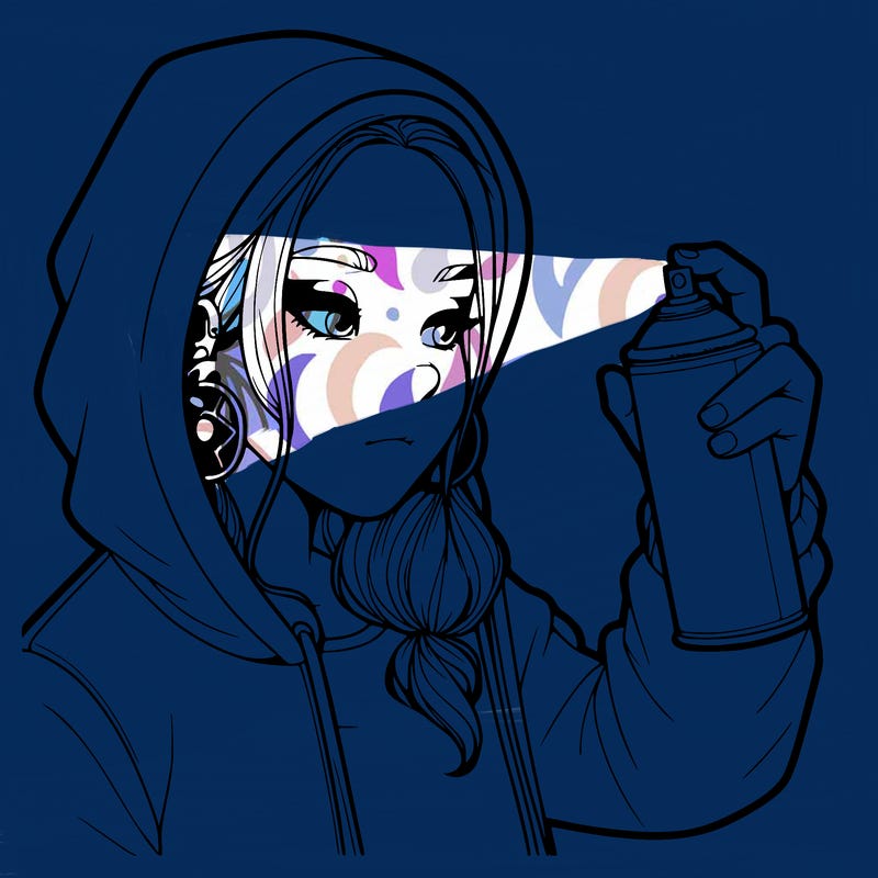 a realistic girl, spray painting