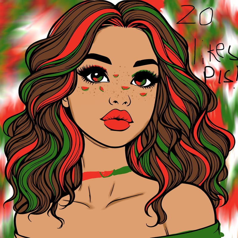 realistic girl with wavy hair and lips