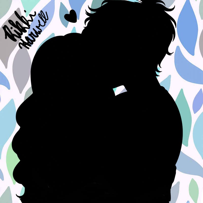 a realistic couple boy and girl hugging and kissing