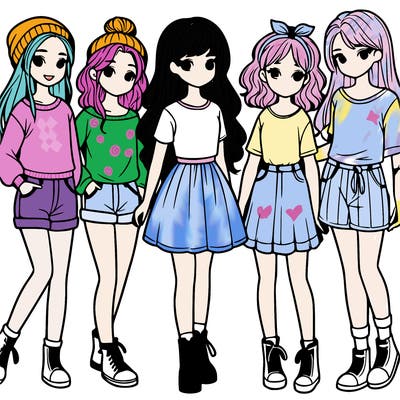 a group of five girls