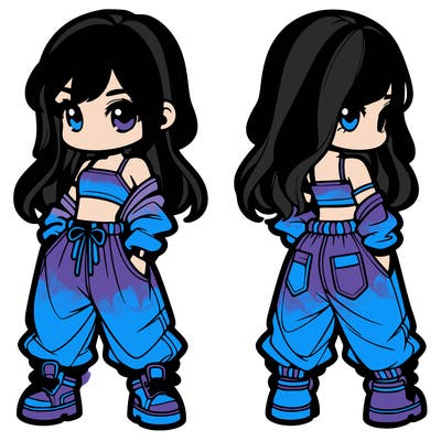 girl in crop top and baggy pants