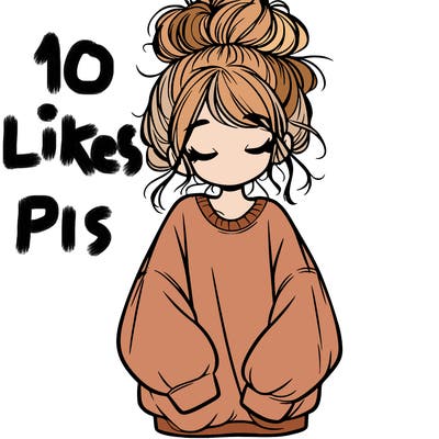 girl with baggy sweatshirt and messy bun