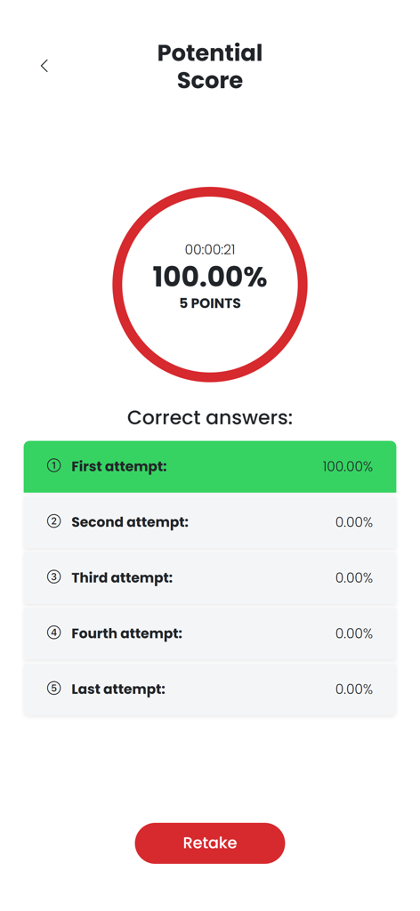 CFAT Practice Test app showing potential score and performance tracking for military exam prep